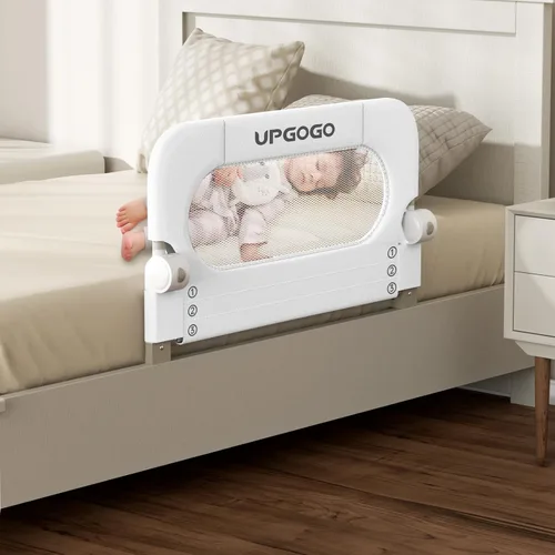 Vista 10 de UPGOGO Rieles de Cama Plegables para Niños Pequeños para Cuna, Rieles de Cama de Seguridad para Niños Pequeños, Riel de Protección de Cama