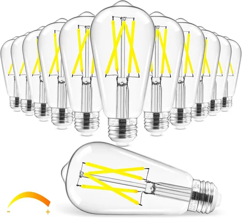 Vista 11 de Hizashi Edison Bombilla LED de 60 W, 2700 K regulables con base E26, bombillas ST19 vintage blanco cálido suave, 95+CRI, certificación UL, 700