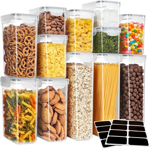 MR.SIGA Juego de 12 recipientes herméticos para almacenamiento de alimentos, sin BPA, organización de despensa de cocina, recipientes de cocina para