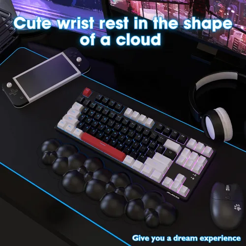 Vista 5 de Almohadilla para reposamuñecas para teclado de juegos, reposamuñecas de teclado de espuma viscoelástica, reposamanos ergonómico, reposamuñecas