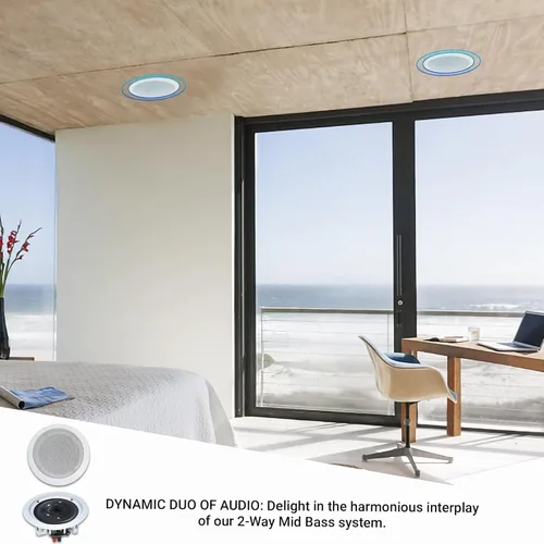 Vista 7 de Kit de sistema de audio para el hogar, amplificador Bluetooth de 7.2 canales de 1500 W con 8 altavoces de techo de 5.25 pulgadas de 175 W cada uno