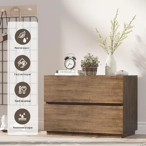 Vista 7 de woodtalks Cajonera apilable de 2 cajones, cómodas de almacenamiento multiusos para dormitorio, clóset, gabinete de almacenamiento para entrada Nogal