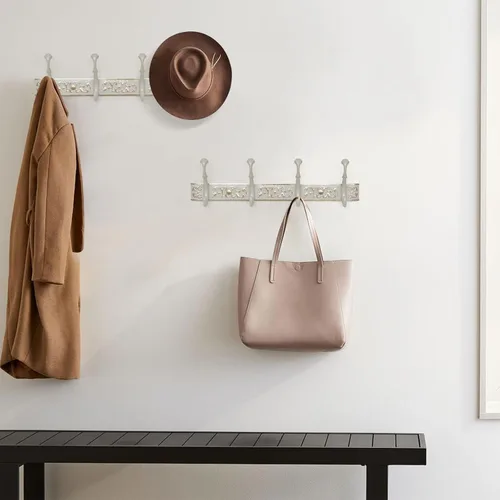 Vista 6 de Perchero de pared con ganchos de montaje en pared para colgar, ganchos de pared vintage de aluminio engrosado sólido, perchero para ropa y sombreros