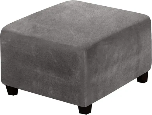 Vista 31 de ADPON Fundas otomanas cuadradas de terciopelo para otomanas, fundas protectoras para reposapiés cuadrados, fundas protectoras para taburetes de Beige
