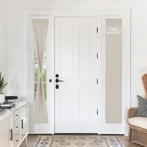 Vista 79 de NICETOWN Cortinas de Lino para Puerta Lateral - Cortinas Opacas con Aislamiento Térmico para Puerta Delantera Francesa para Sombra Pequeña