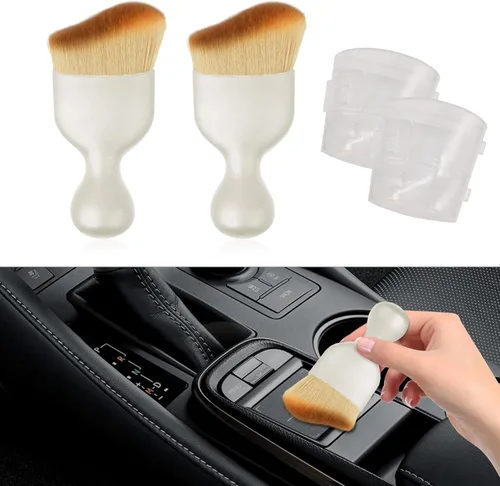 Vista 11 de HAOBO 2 cepillos para detalles del interior del automóvil, cepillos de limpieza suave para el cabello, colectores de polvo de suciedad curvos