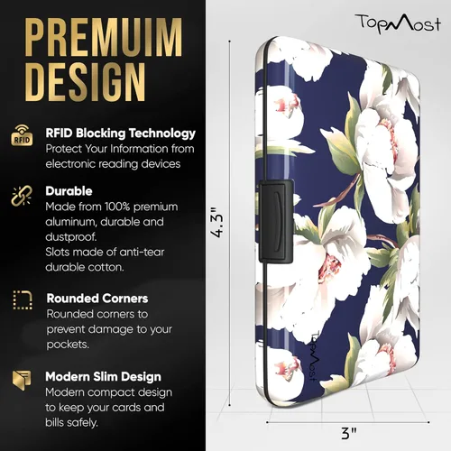 Vista 2 de TopMost Cartera de aluminio, cartera para tarjetas, tarjetero de metal RFID para hombres y mujeres, 6 ranuras de algodón para 12 tarjetas