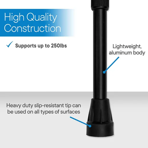 Vista 5 de RMS Bastón para caminar – Bastón ajustable – Bastón de aluminio ligero con mango ergonómico y correa para la muñeca – Ayuda ideal para la vida