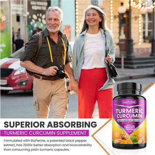 Vista 7 de Suplemento de cúrcuma Curcumina Tumérica con Pimienta Negra y Curcuma BioPerine 180 Cápsulas