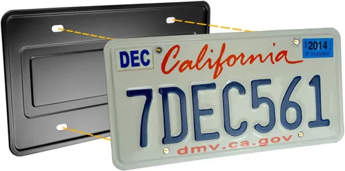 Vista 2 de Soporte de placa de matrícula de acero inoxidable duradero con refuerzo trasero (negro)