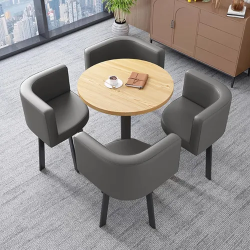 Vista 10 de YVYKFZD Office Reception Room Club Table, Simple Coffee Kitchen Dining Table Set, Round Conference Table, Small Conference Room Tables and Chairs