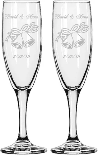 Vista 22 de GIFTS INFINITY® Juego de 2 copas de champán grabadas para boda con corazón de Infinity, copas personalizadas para brindis - Regalo para el Día
