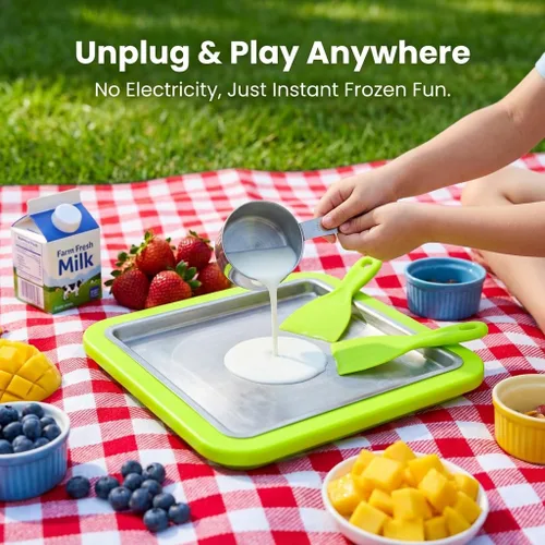 Vista 2 de Rolled Ice Cream Maker, Diy Homemade Rolled Myfroroll Ice Cream Tray, At Home Rolled Ice Cream Kit with 2 Scrapers, Suitable for Families and