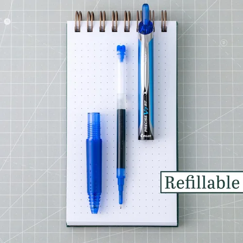 Vista 3 de PILOT Precise V7 RT - Bolígrafos de tinta líquida recargables y retráctiles, punta extrafina (0.7 mm), tinta azul, paquete de 8 - Ideal