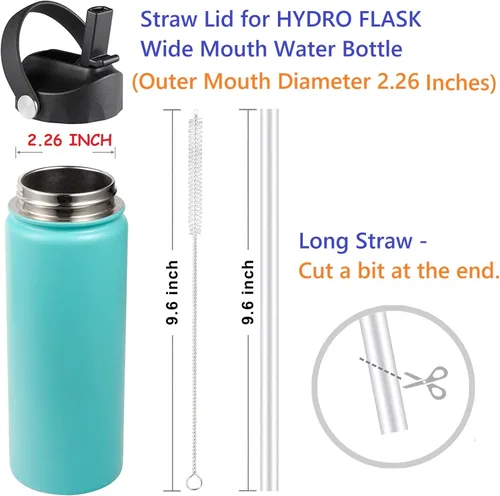 Vista 3 de Tapa de popote para Hydro Flask boca ancha, tapas con popote para Hydroflask boca ancha de 32 40 onzas, tapa de repuesto superior, accesorios