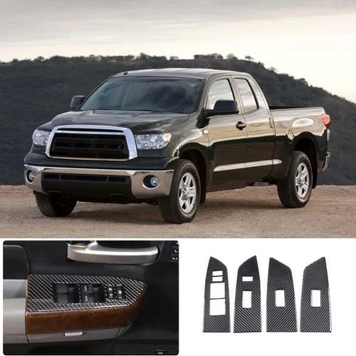 Vista 2 de 4 piezas de marco de interruptor de elevación de ventana de puerta de automóvil para Toyota Tundra 2007-2013 accesorios, cubierta de panel de botón