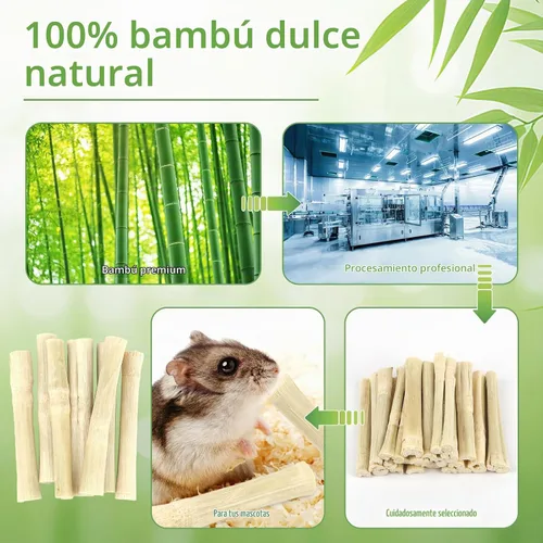 Vista 3 de Palitos de bambú dulces de 10.58 oz para conejos, juguetes para masticar