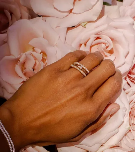 Vista 7 de 18K Gold Plated Pearl Ring, Wedding Band Thumb Ring for Women Girls Stackable