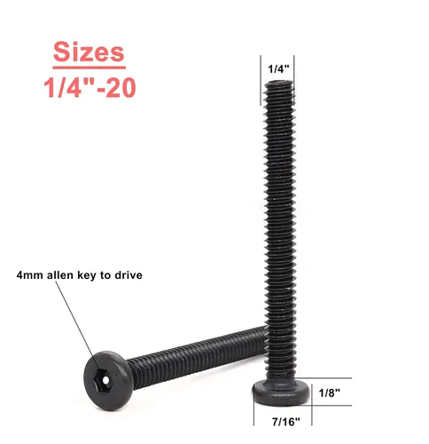 Vista 2 de cSeao Tornillos de cabeza Allen con llave hexagonal, color negro, 1/4-20 x 1-1/2 pulgadas, 12