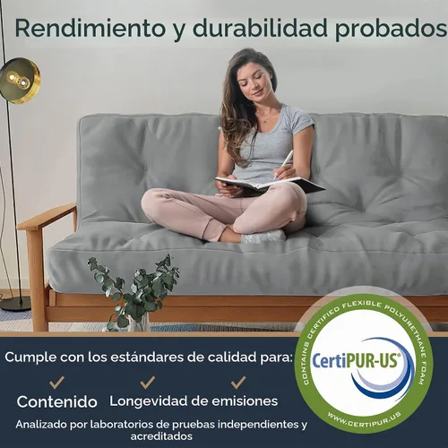 Vista 4 de Loosh Home Colchón de espuma para sofá cama futón de 6 pulgadas tamaño Twin - Fabricado en EE. UU., Beige, sin marco