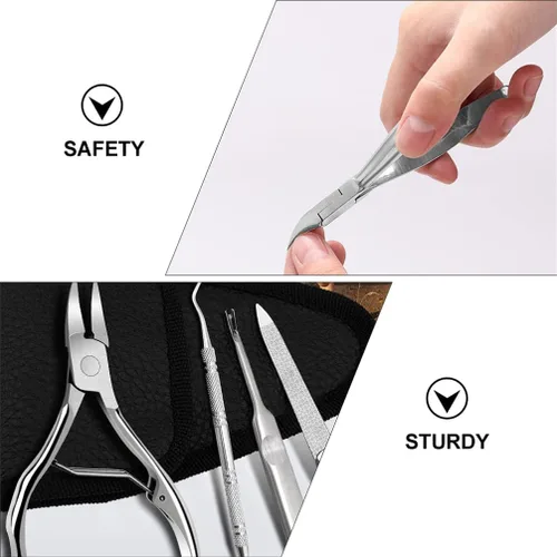 Vista 4 de FOMIYES Cortadora de cutículas con empujador de cutículas, kit de herramientas profesional para quitar cutículas, cortaúñas de acero inoxidable