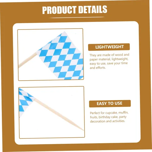 Vista 5 de 200 unidades de palillos de dientes Oktoberfest Hawaii decoraciones de fiesta palillo de dientes banderas para cóctel, insertos de pasteles