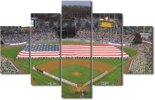 Vista 122 de TUMOVO T-MOBILE PARK - Arte de pared para sala de estar, lienzo de estadio de Seattle, 5 piezas, arte moderno de decoración de pared