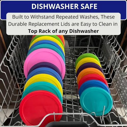 Vista 7 de 2, 4 y 7 tazas, tapas/cubiertas de repuesto naranja, amarillas y azules para cuencos de almacenamiento Pyrex, Anchor Hocking y KlareWare *Solo