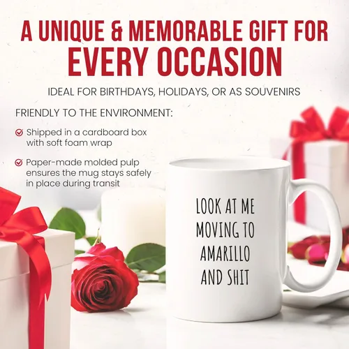 Vista 6 de Moving To Amarillo Mug - Texas City Coffee Cup - Relocation Funny Gift From - Panhandle Tea Mugs - Cups - 11 Oz Ceramic Gifts For New Residents