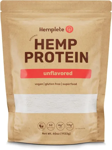 Polvo de proteína vegana orgánica sin sabor de corazón de cáñamo, a base de plantas para una nutrición equilibrada, totalmente natural, 1