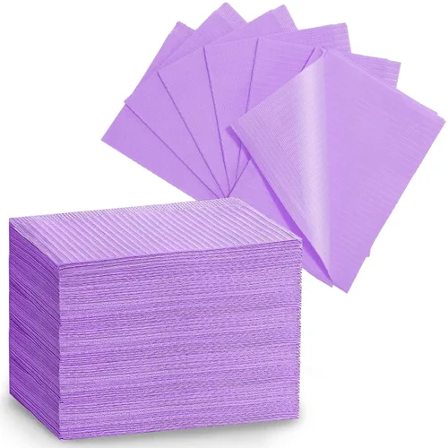 Vista 14 de Baberos Dentales Negros Desechables para Dentista de 13" x 18", 50 PCS Baberos para Pacientes Servilletas de Papel para Tatuaje de 3 Capas