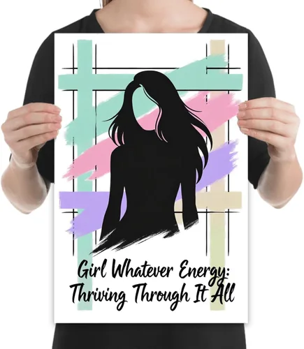 Vista 2 de Neon Retro Grid Art - Dorm Room Decor - 13x19 Poster Print - Vibrant Wall Art