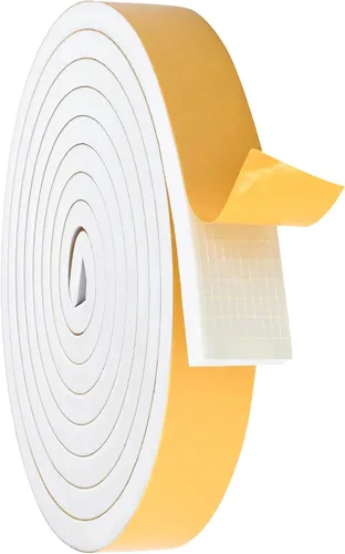 Vista 18 de Burlete de cinta de espuma autoadhesiva blanca para puertas y ventanas de 1 pulgada × 3/4 pulgada × 13 pies, tira de sellado de espuma de alta Blanco