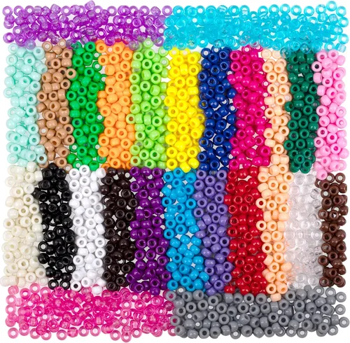 Cuentas de Pony de Plástico Coloridas para Pulsera para Hacer Joyas para Pulseras de Amistad 6x9mm Multicolor para Cuentas Trenzado de Cabello