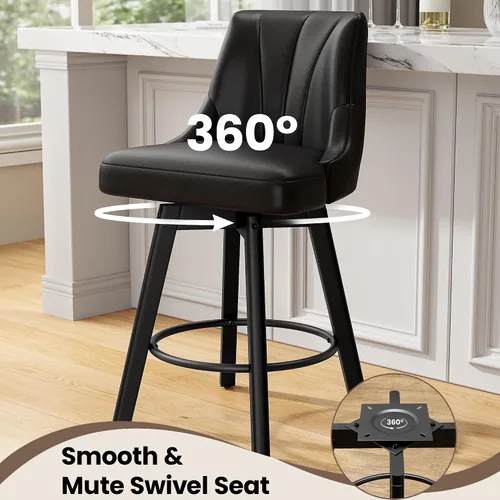 Vista 5 de REONEY Counter Height Swivel Bar Stools, 24" Modern Upholstered Barstools