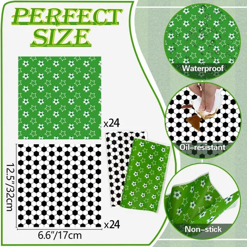 Vista 3 de 96 bandejas de papel para comida de fútbol y nachos, bandejas desechables para servir con papel de revestimiento resistente a la grasa, hojas