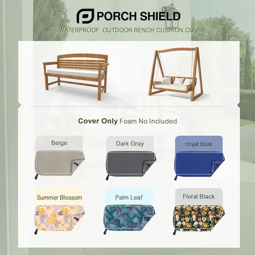 Vista 8 de Porch Shield Funda de Cojín para Banco de Exterior – Funda de Cojín de Columpio Impermeable para Muebles de Patio Loveseat (Sin Relleno) Beige 42" W