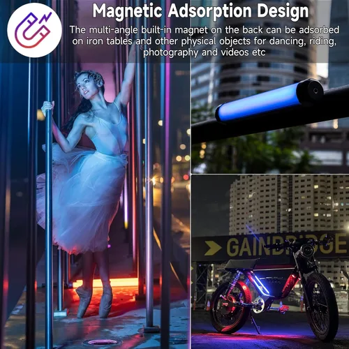 Vista 4 de Weeylite K21 RGB LED Stick Light, control magnético de aplicación LED de video varita con CRI 95+ 2500mAh recargable 2500-8500K luz de fotografía
