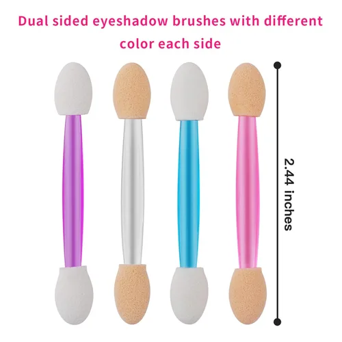 Vista 8 de Cuttte 120 aplicadores desechables de esponja de sombra de ojos de doble cara con contenedor, 2.44 pies de longitud, brochas de sombra de ojos, Negro