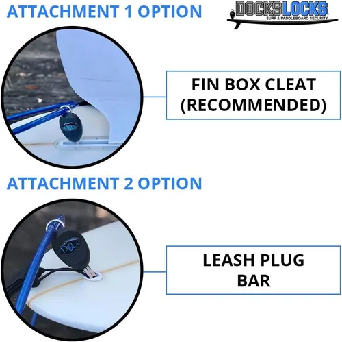 Vista 2 de DocksLocks Sistema completo de seguridad SUP & Surf – Kit antirrobo de grado marino con bloqueo de mandíbulas patentado, bloqueo de cable en espiral