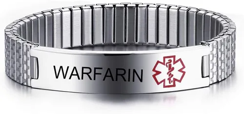 Vista 12 de Pulsera extensible de identificación para alerta médica, de acero inoxidable, unisex, para hombre y mujer (grabado gratuito)