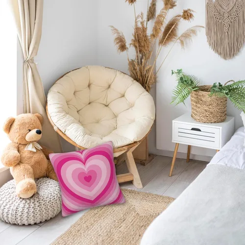 Vista 5 de Juego de 2 fundas de almohada decorativas con forma de corazón rosa de 18 x 18 pulgadas, fundas de almohada cuadradas suaves y decorativas