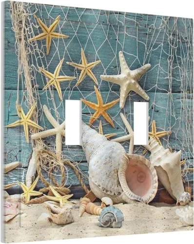 Vista 90 de Placa decorativa para interruptor de luz, playa, rosa, escena nocturna, 2 bandas, 1 palanca, 1 placa de pared dúplex, decoración de placa