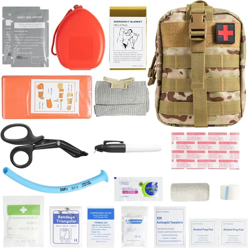 Kit de primeros auxilios para trauma de emergencia, kit médico IFAK con torniquete, férula de 36 pulgadas, kit de control de sangrado