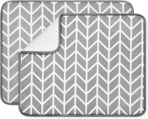 Vista 9 de Estera de secado de platos para cocina, paquete de 2, esteras de drenaje de platos de microfibra ultra absorbente de Subekyu, 19.2 por 15.8 pulgadas