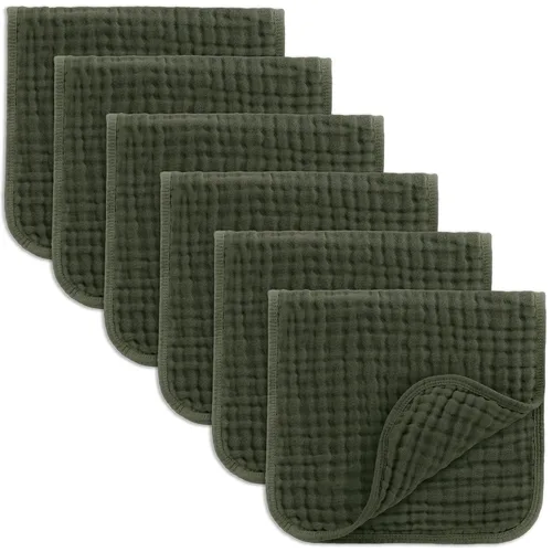 Vista 19 de Comfy Cubs - Juego de paños de muselina para eructos de 20 x 10 pulgadas, paquete de 10, tamaño grande, 6 capas, 100% algodón, absorbentes, seguros