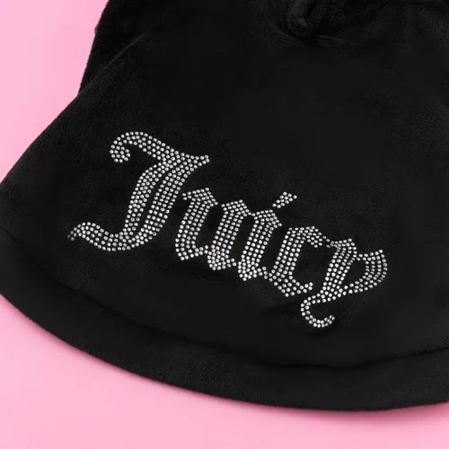 Vista 6 de Juicy Couture Bling - Sudadera con capucha de terciopelo para mascotas, color negro, XS/S (2-7 libras), sudaderas con capucha para mascotas