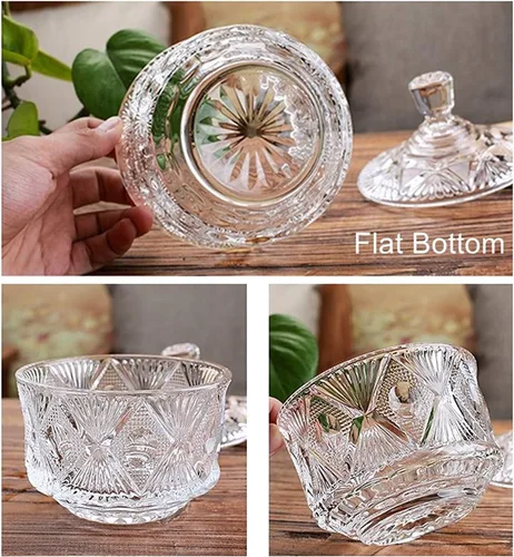 Vista 5 de Plato de cristal antiguo de 11 onzas con tapa, tarro de almacenamiento transparente, caja cubierta transparente para almacenamiento de alimentos