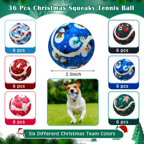 Vista 2 de Seenelling 36 pelotas de tenis chirriantes para perros de 2.5 pulgadas interactivas para perros pequeños, medianos y grandes, juguetes para masticar