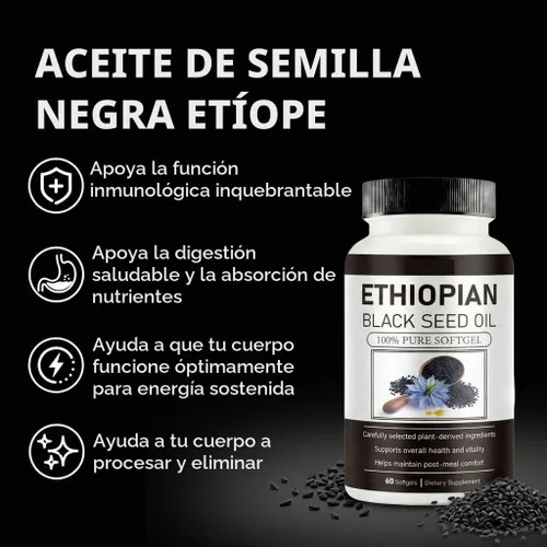 Vista 2 de Cápsulas blandas de aceite de semilla negra etíope,4.64%